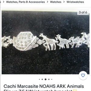 Cachi Marcusite Noah’s Ark Animal Flip Wrist Watch Bracelet